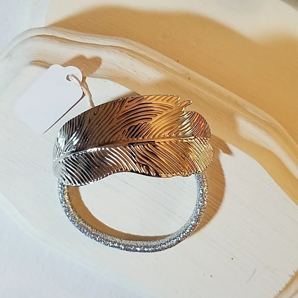 Silver Leaf Ponytail Holder